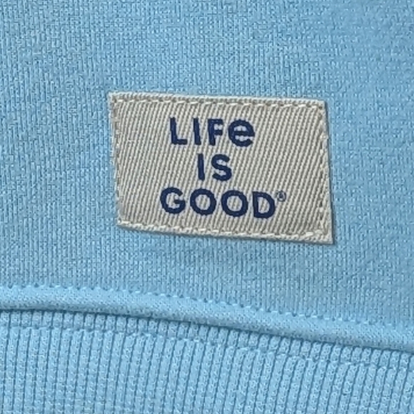 Life Is Good Fleece Hoodie Pullover Sunflower Kangaroo Pocket Light Blue XXL NWT - Picture 9 of 15